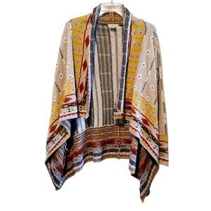 Anthropologie Freeway Open Front Draped Aztec/Bohemian Cardigan, Size S, #3035